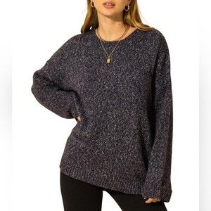 Hyfve Drop Shoulder Pocket Oversized Sweater Navy Blue Size M